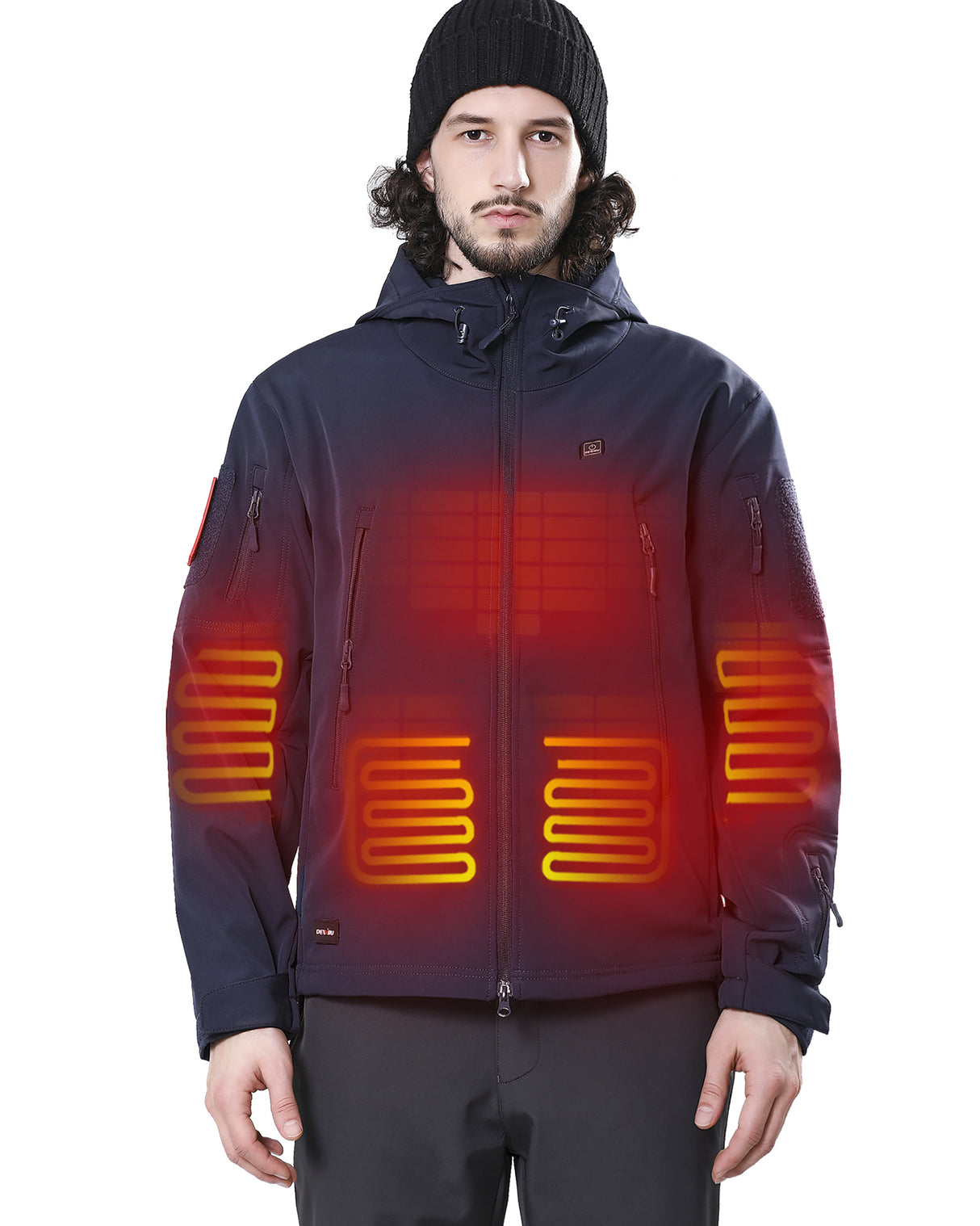Men's Soft Shell Heated Jacket With 12V Battery Pack - Dark Blue