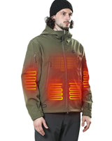 Men's Soft Shell Heated Jacket With 12V Battery Pack - Olive Green