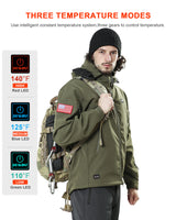 Men's Soft Shell Heated Jacket With 12V Battery Pack - Olive Green
