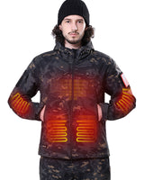 Men's Soft Shell Heated Jacket With 12V Battery Pack - Camo Black