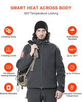 Men's Soft Shell Heated Jacket With 12V Battery Pack - Grey