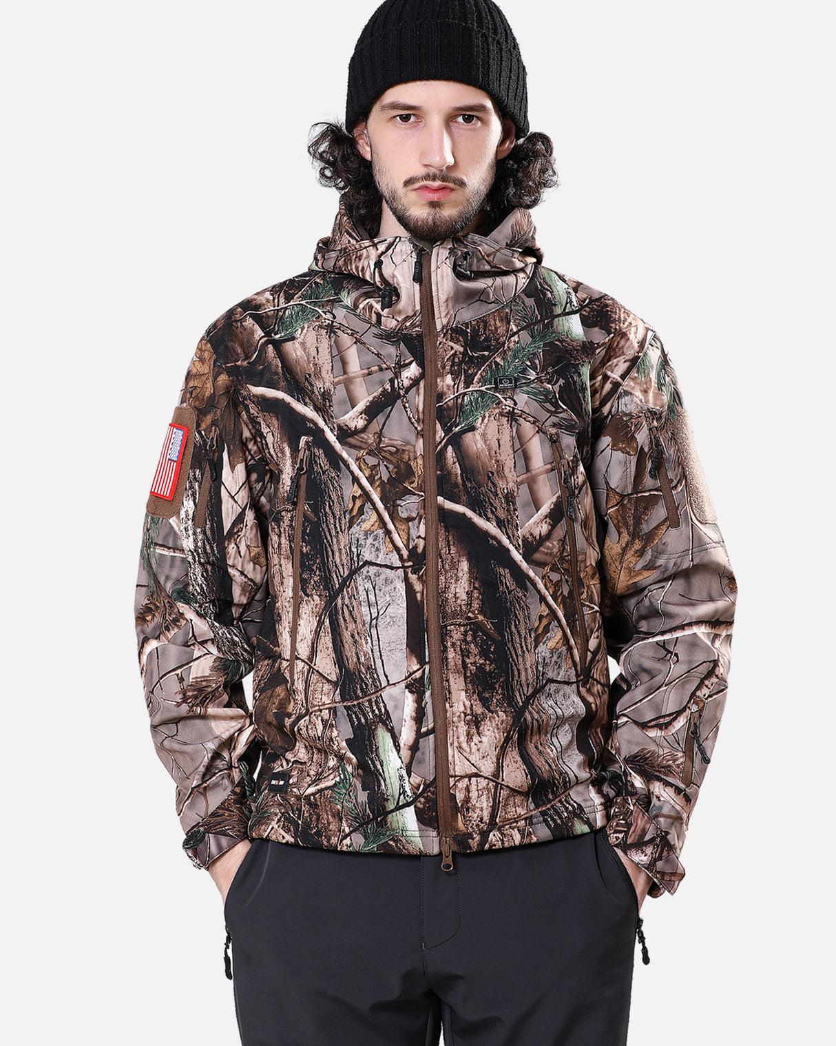 Men's Heated Hunting Jacket with Battery & Detachable Hood