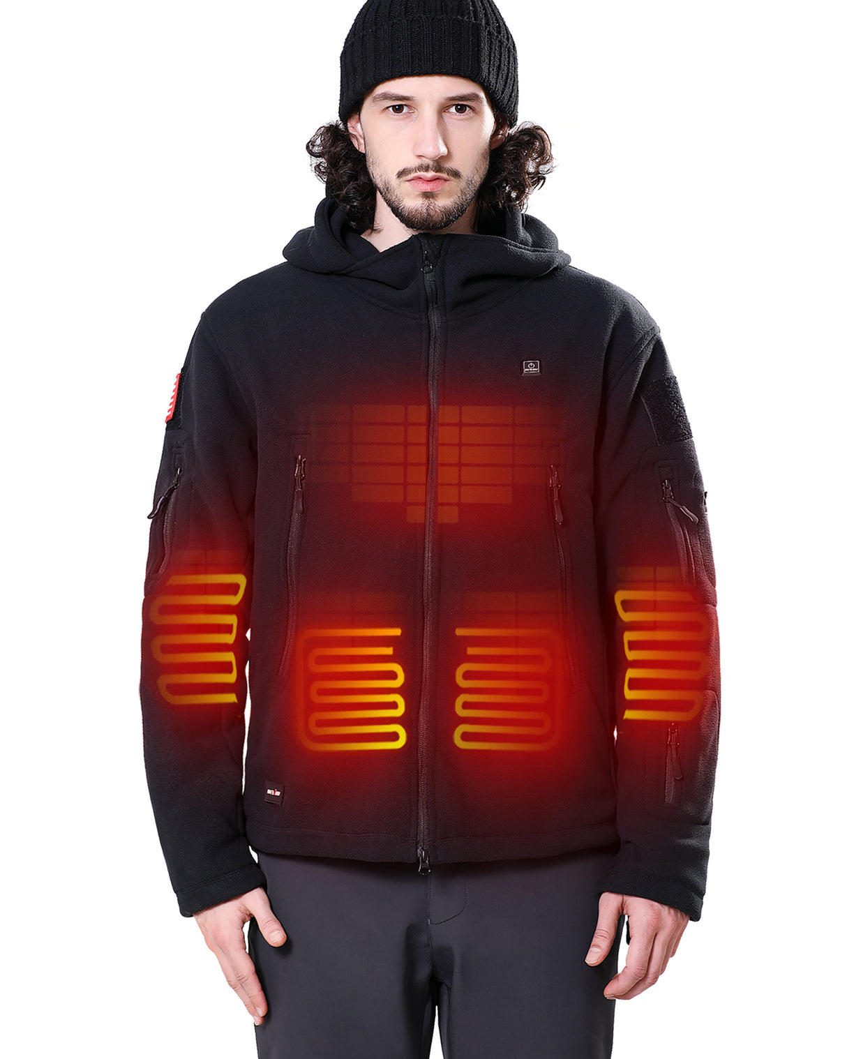 Men's Polar Fleece Heated Jacket With 12V Battery Pack - Black
