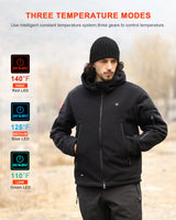 DEWBU® Men's Polar Fleece Heated Jacket With 12V Battery Pack - Black